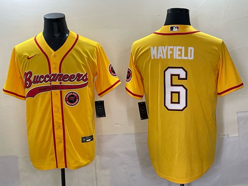 Men 2025 Tampa Bay Buccaneers 6 Mayfield Yellow Joint Name Nike Limited NFL Jersey style 07